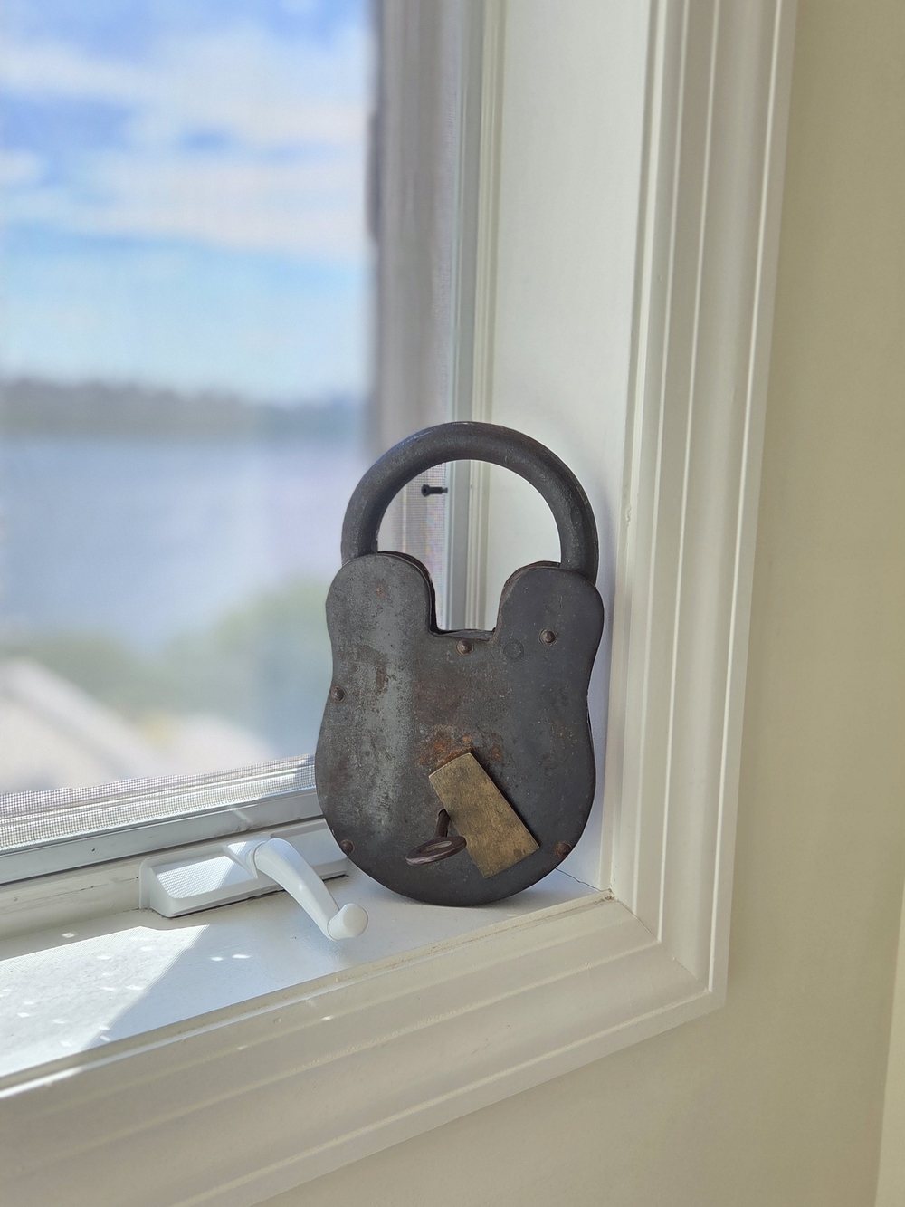 Antique Heavy Iron Padlock w/ Key (Giant 11" Collector's Piece) Fully functional